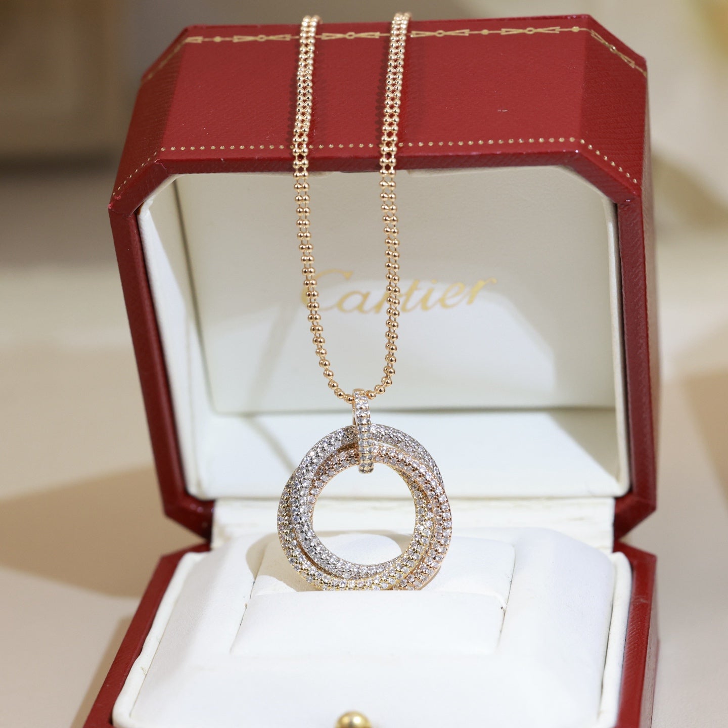 Cartier-Style Three-Ring Necklace