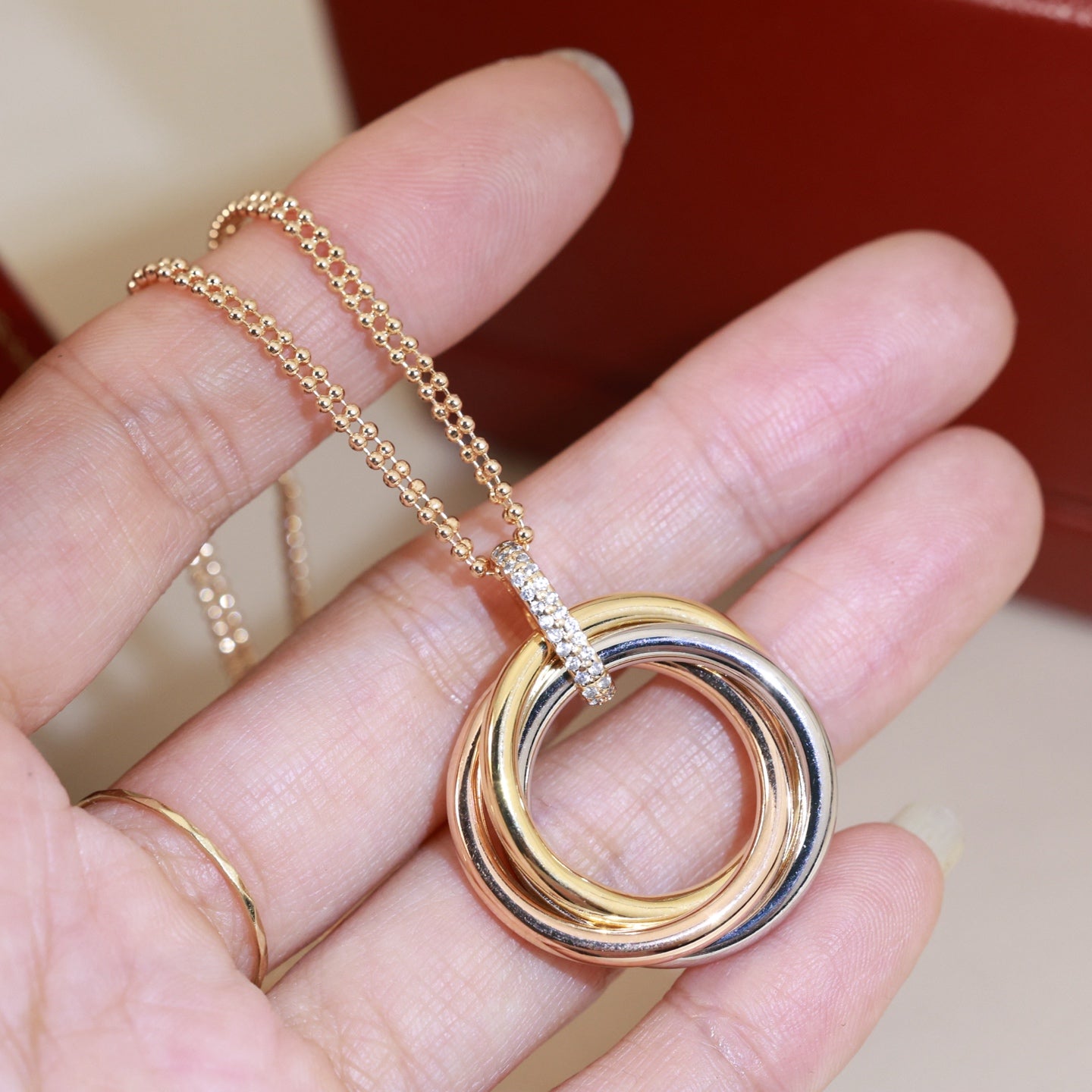 Cartier-Style Three-Ring Necklace