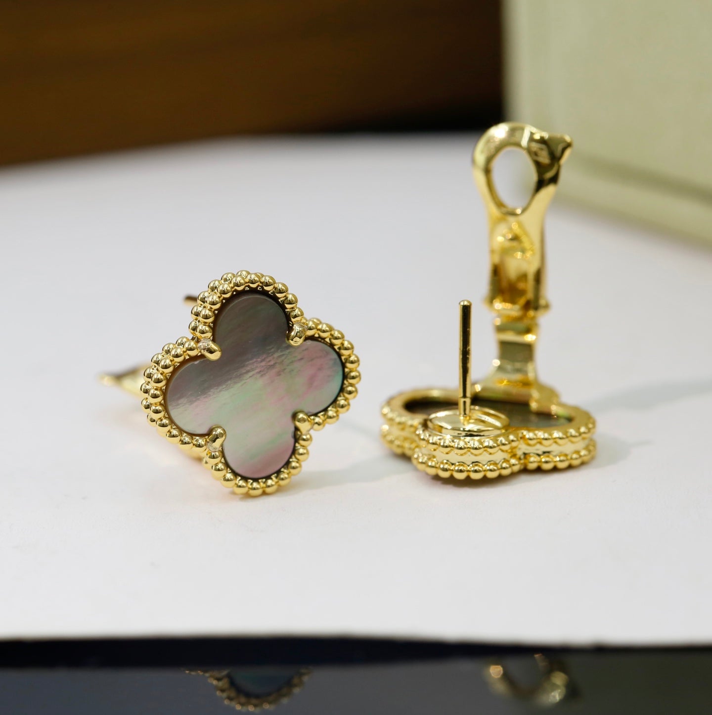 Van Cleef & Arpels-Style Clover Stud Earrings