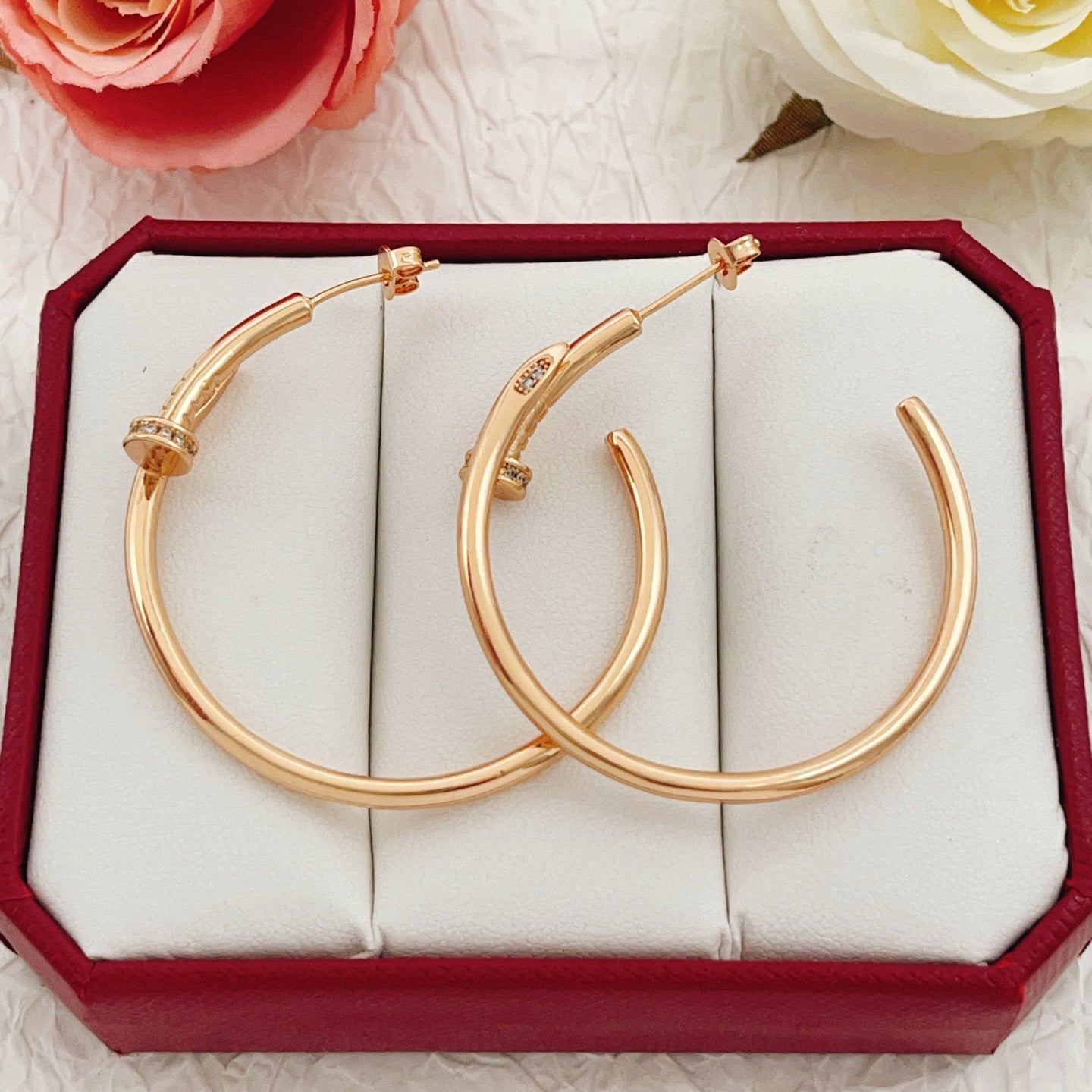 Cartier Round Diamond-Set "Nail" Stud Earrings