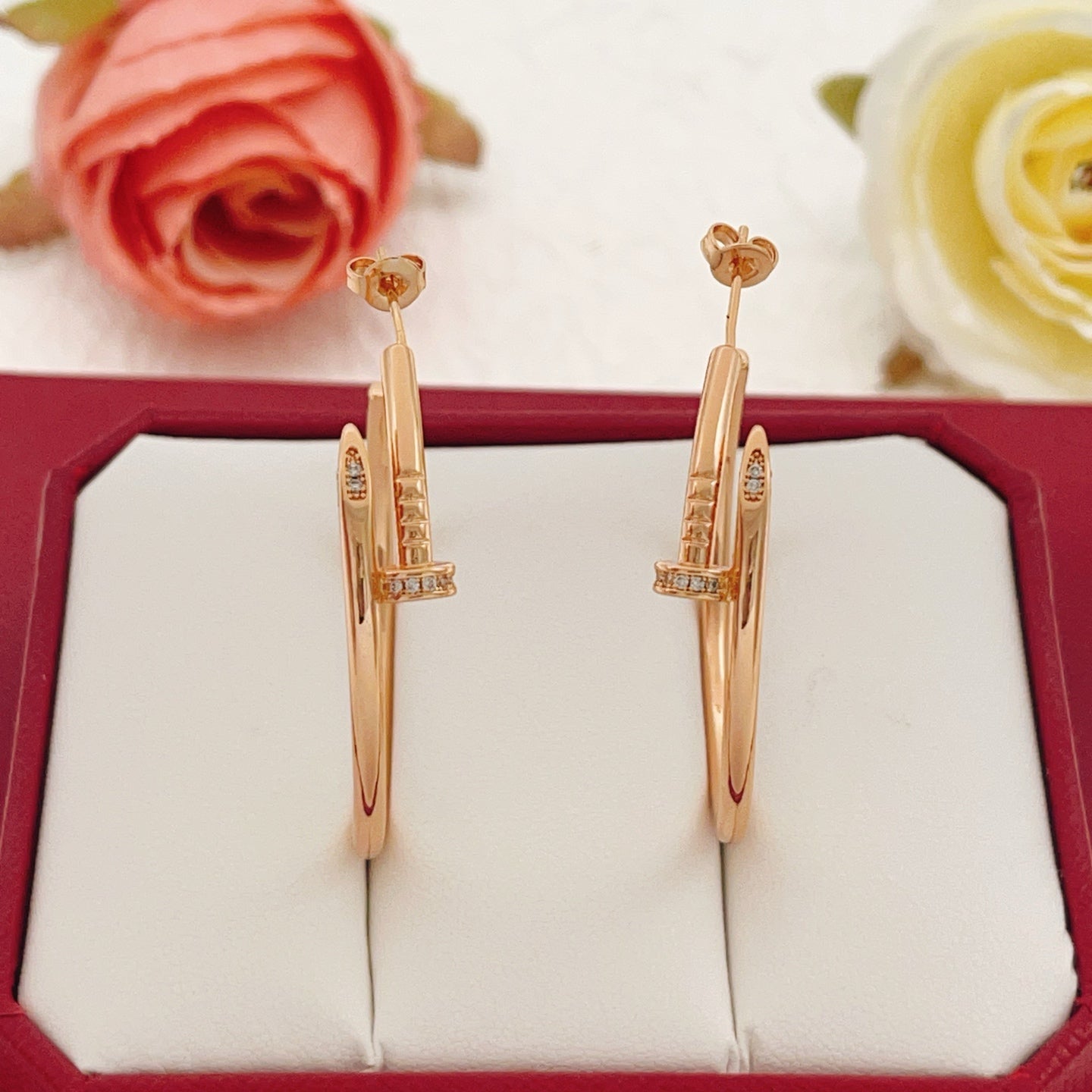 Cartier Round Diamond-Set "Nail" Stud Earrings