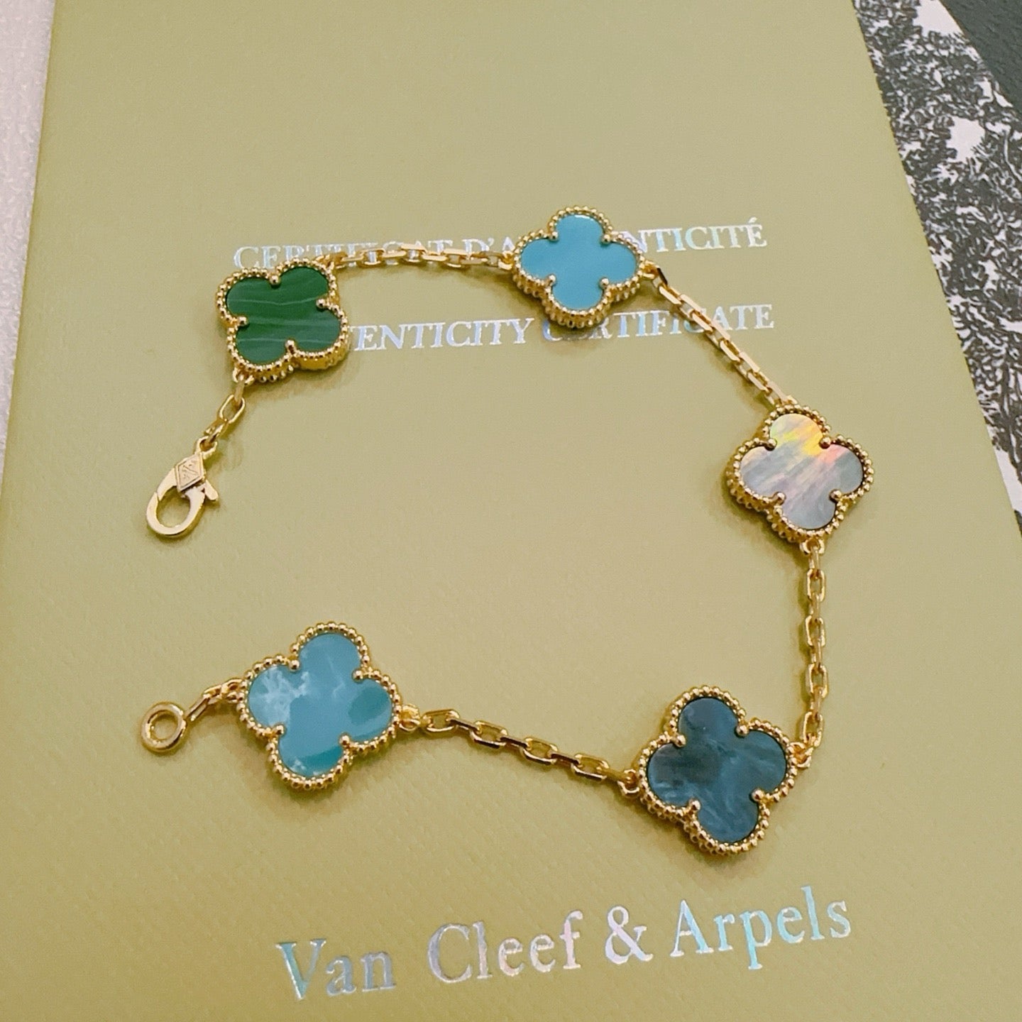 Van Cleef & Arpels-Style Rainbow Clover Bracelet