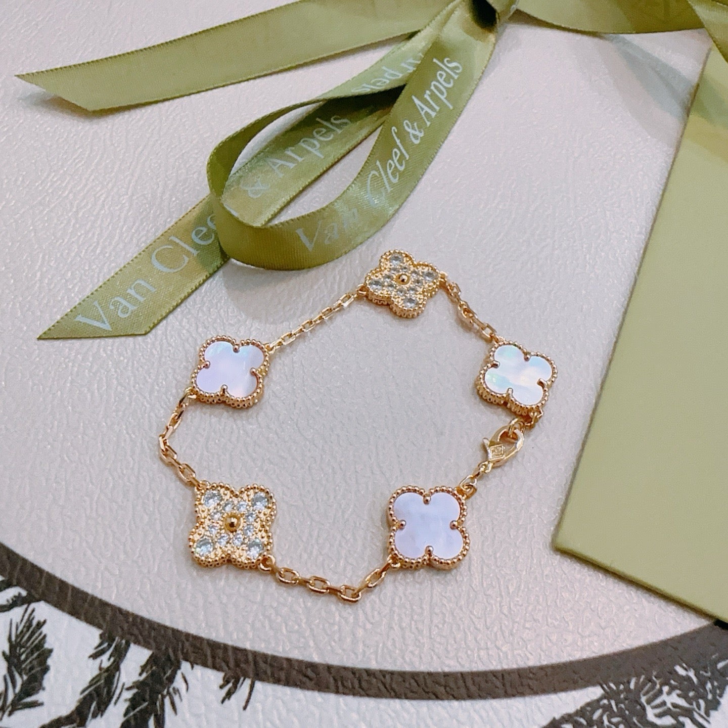 Van Cleef & Arpels-Style Rainbow Clover Bracelet