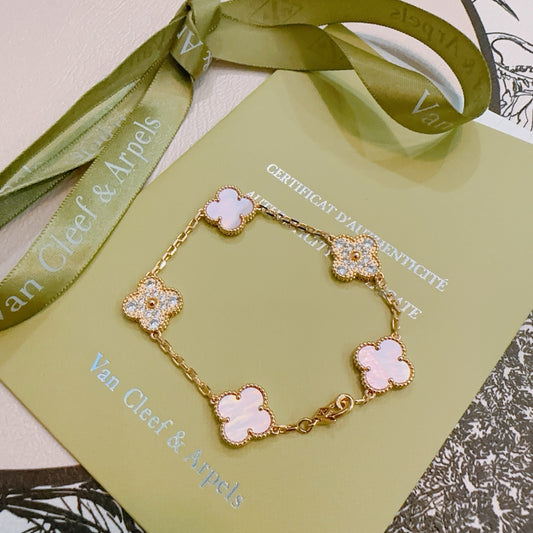 Van Cleef & Arpels-Style Rainbow Clover Bracelet