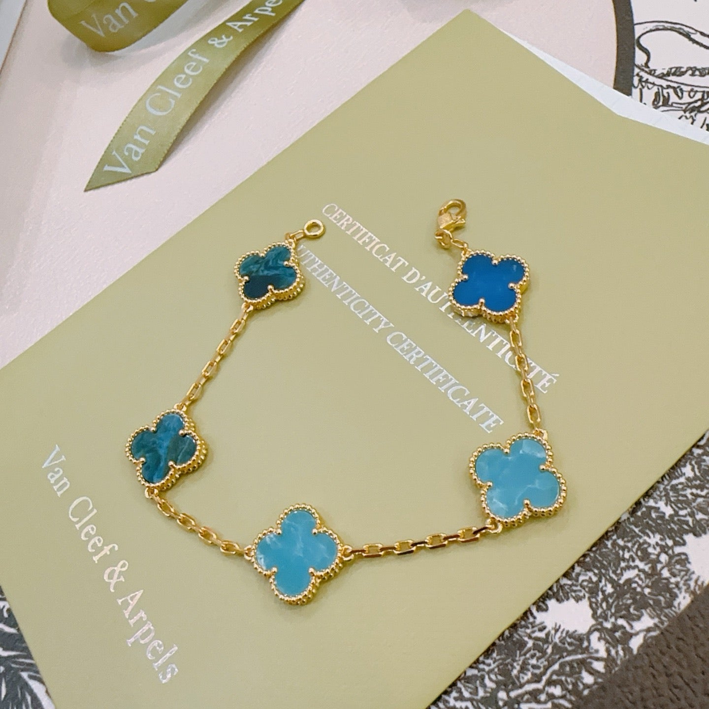 Van Cleef & Arpels-Style Rainbow Clover Bracelet