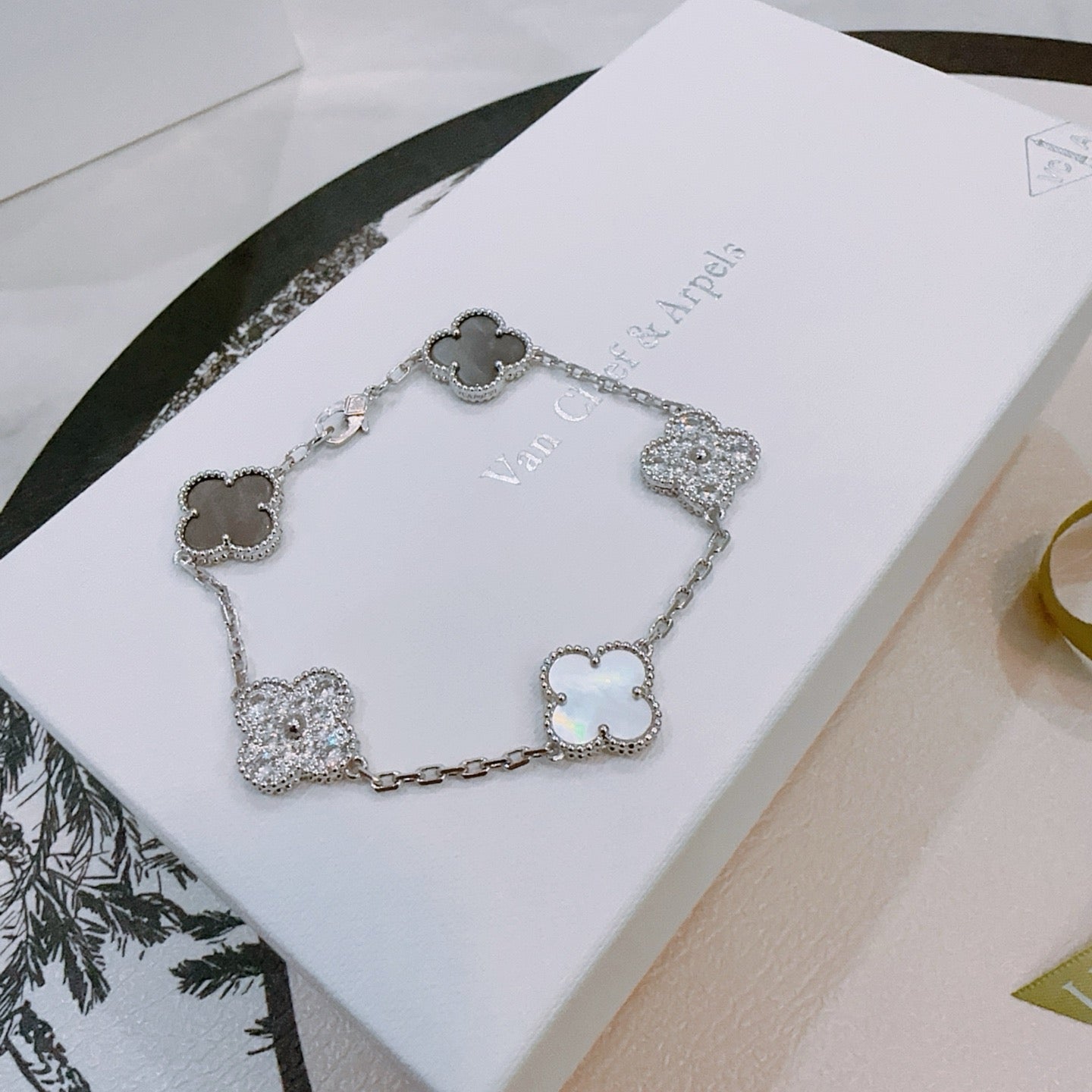 Van Cleef & Arpels-Style Rainbow Clover Bracelet
