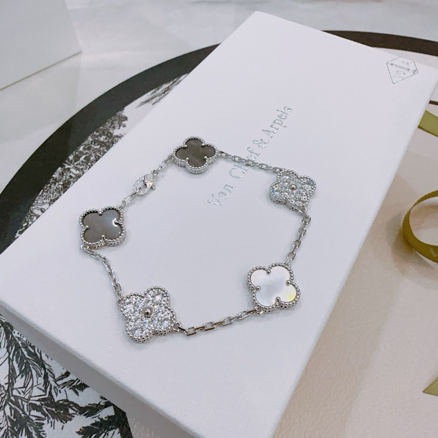 Van Cleef & Arpels-Style Rainbow Clover Bracelet