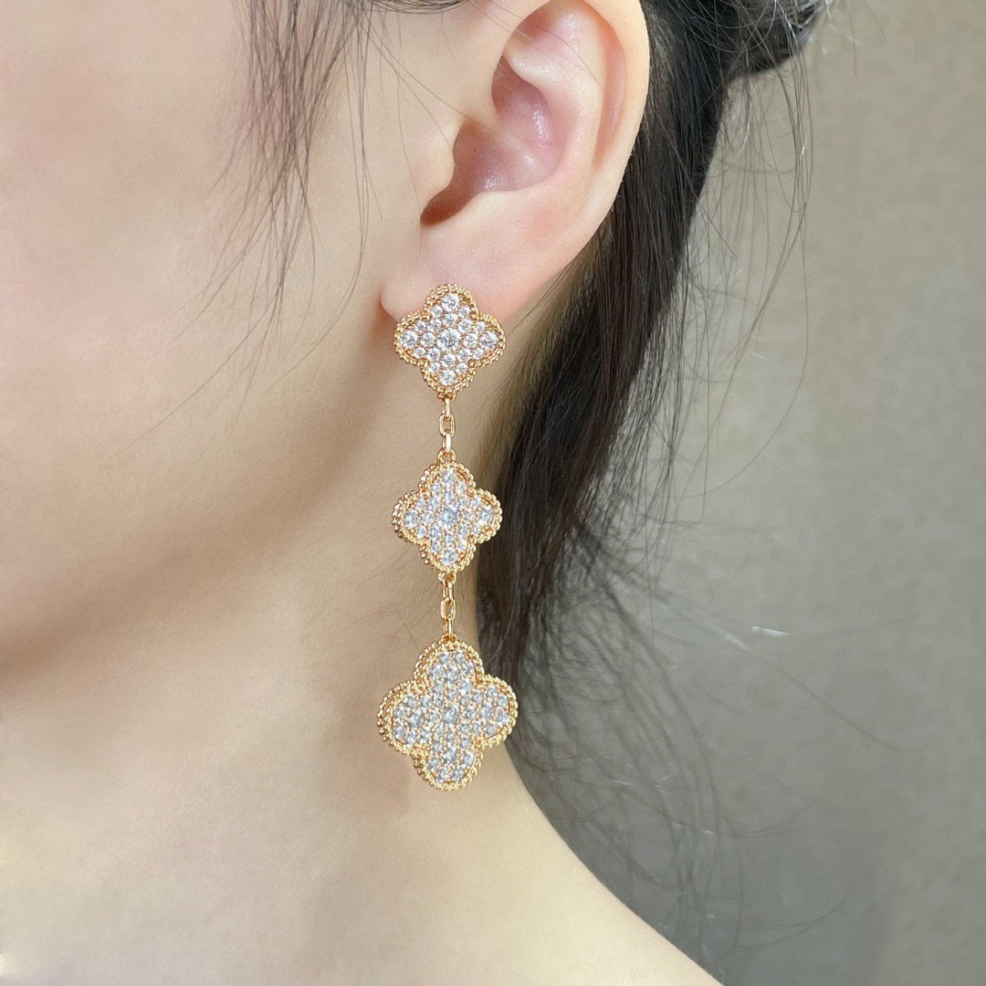 Van Cleef & Arpels Style Three-Flower Earrings