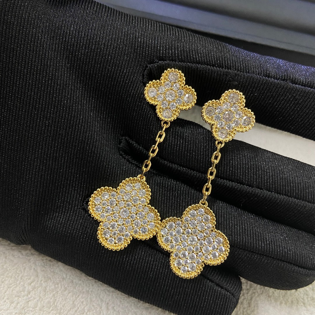 Van Cleef & Arpels Style Two-Flower Earrings