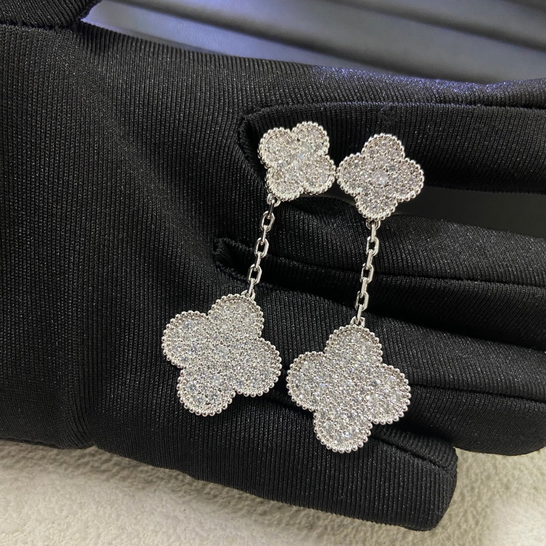 Van Cleef & Arpels Style Two-Flower Earrings