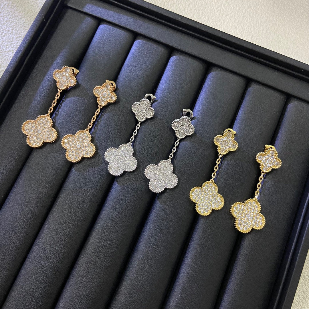 Van Cleef & Arpels Style Two-Flower Earrings