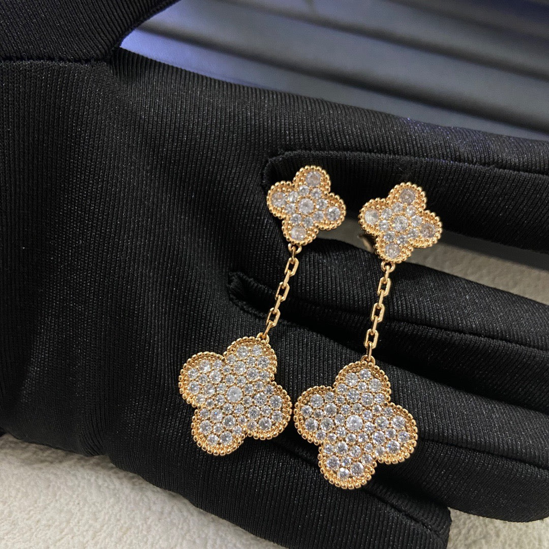 Van Cleef & Arpels Style Two-Flower Earrings