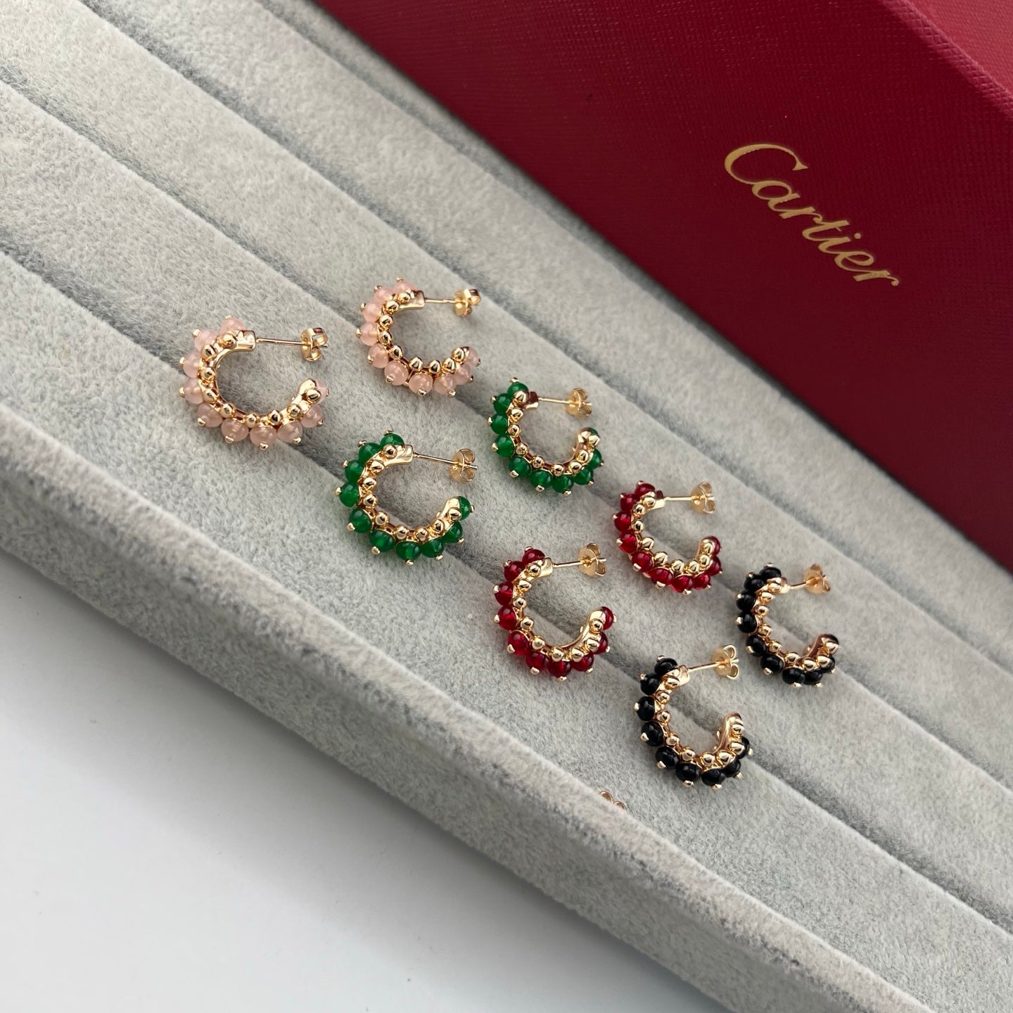 Cartier Stud & Colored Stone Pendant Earrings