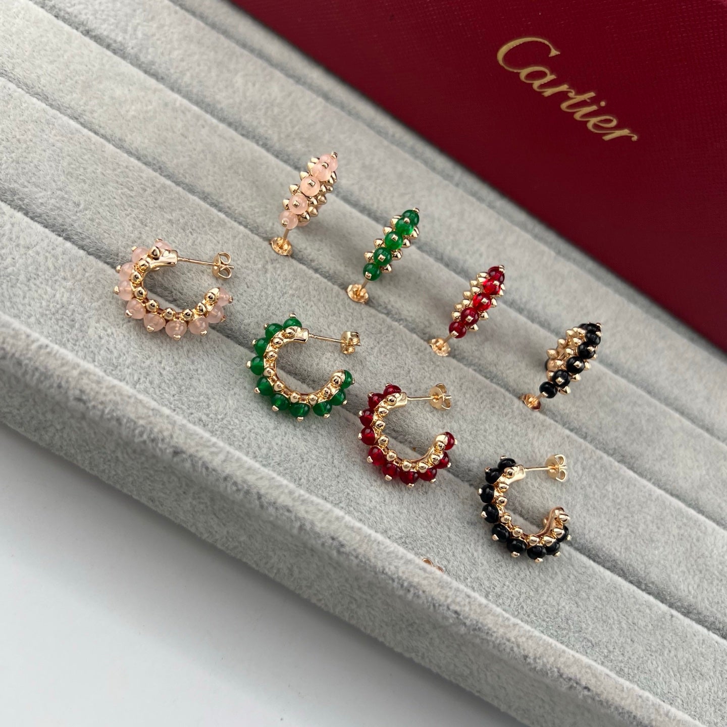 Cartier Stud & Colored Stone Pendant Earrings