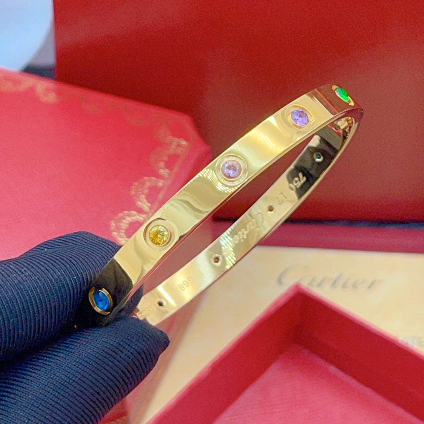 Cartier Gold-Finish Bracelet with Colored Stones