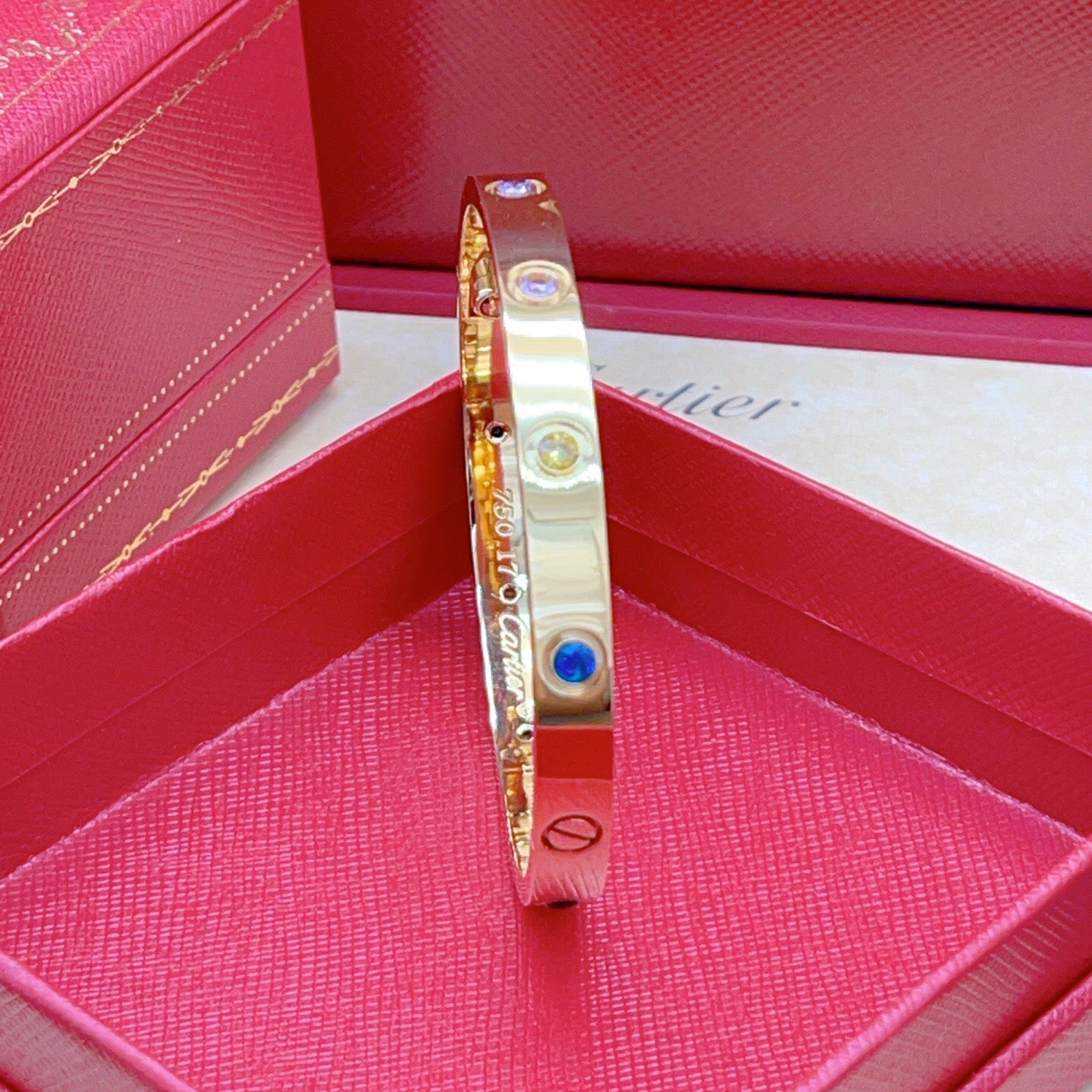 Cartier Gold-Finish Bracelet with Colored Stones