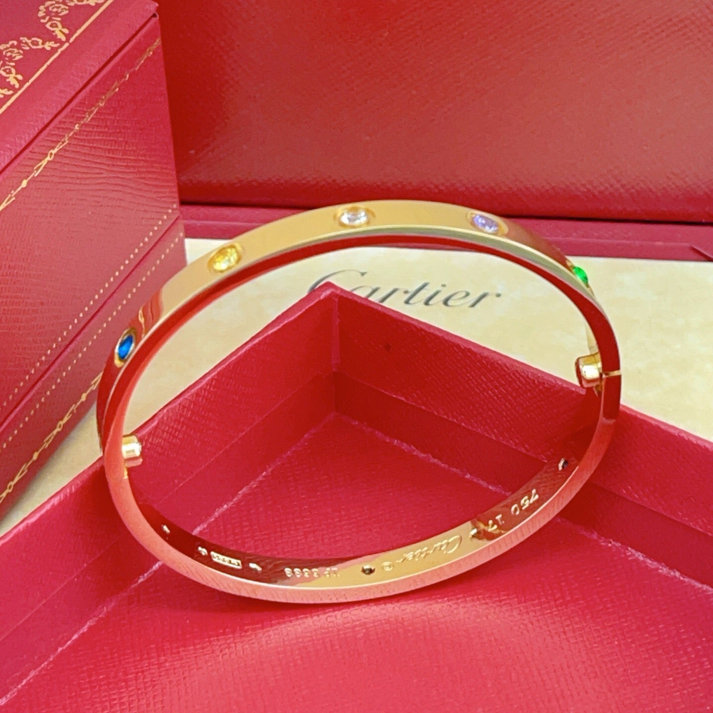 Cartier Gold-Finish Bracelet with Colored Stones