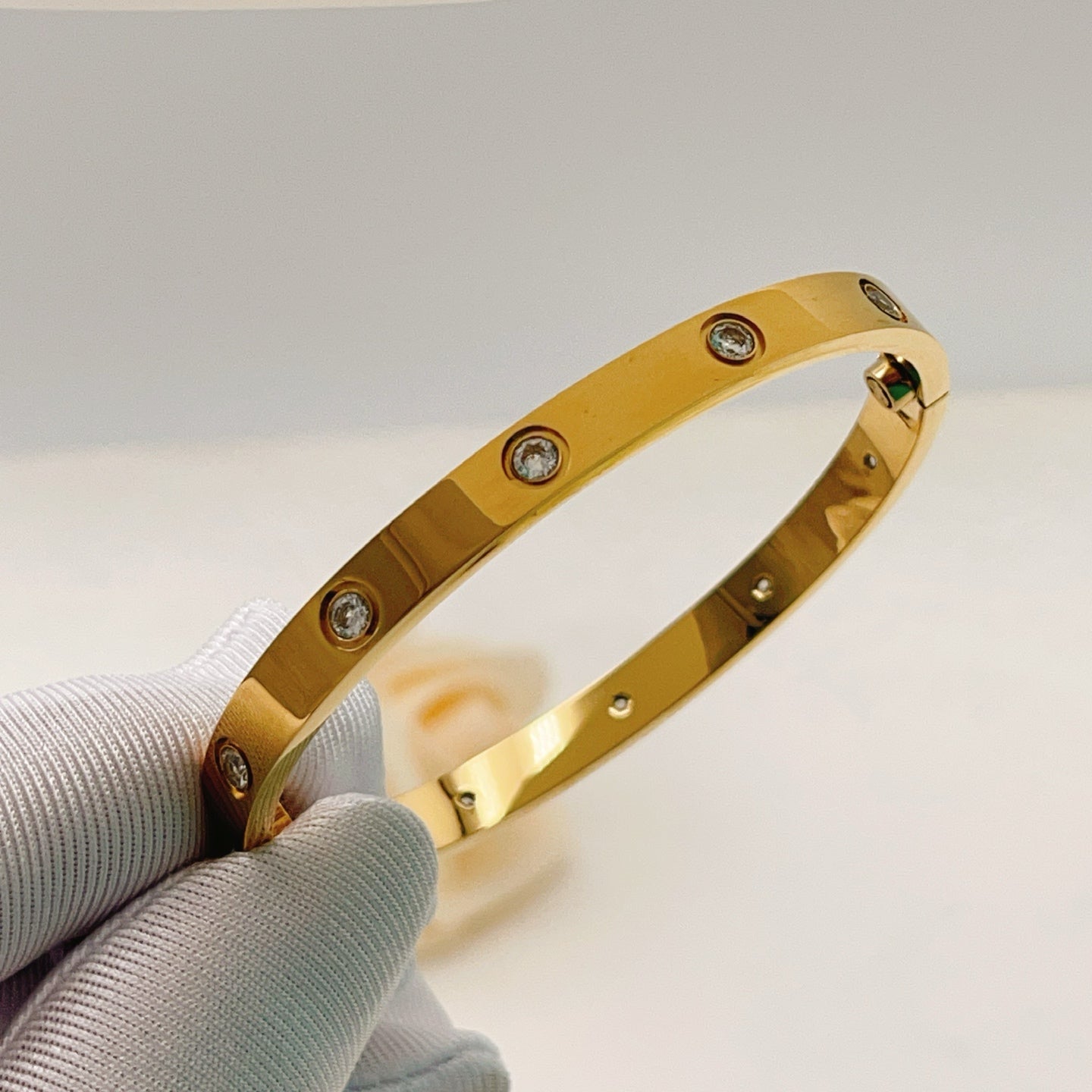 Cartier Wide Polished Bracelet with 10 Diamonds