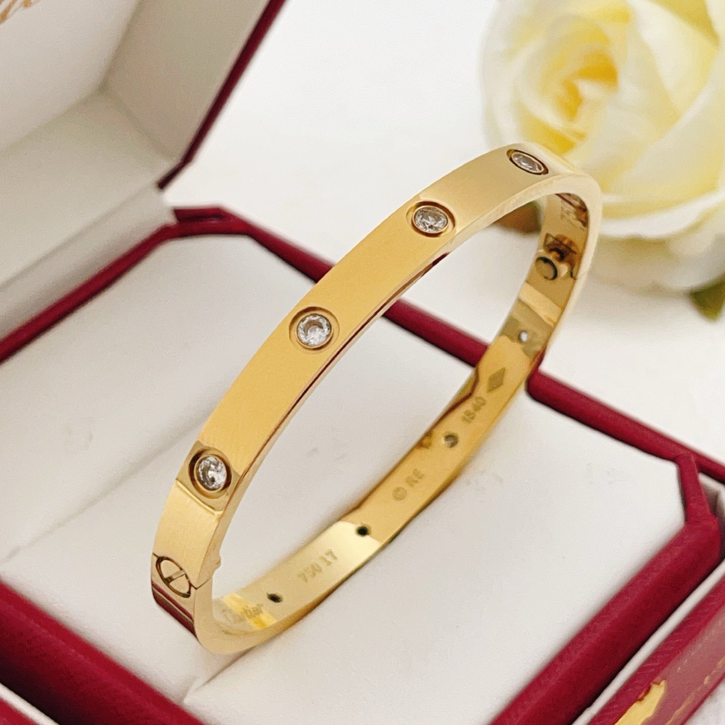 Cartier Wide Polished Bracelet with 10 Diamonds