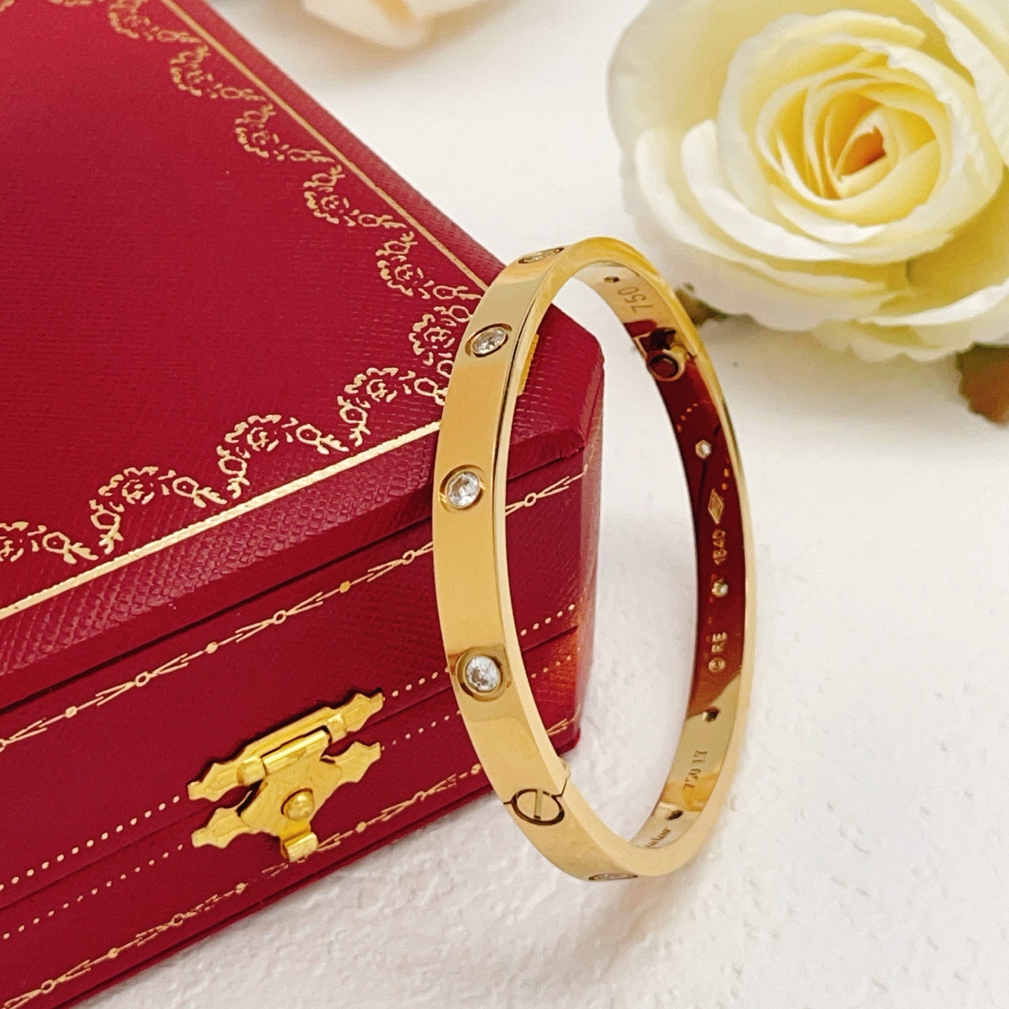 Cartier Wide Polished Bracelet with 10 Diamonds