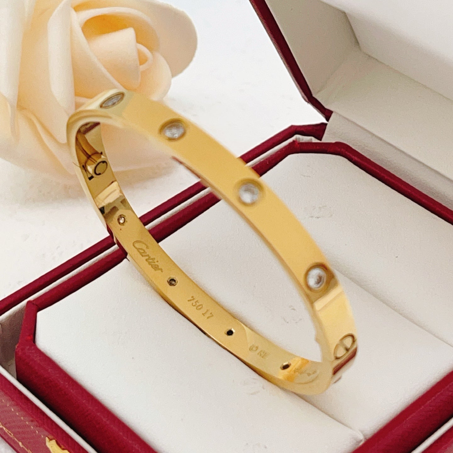 Cartier Wide Polished Bracelet with 10 Diamonds