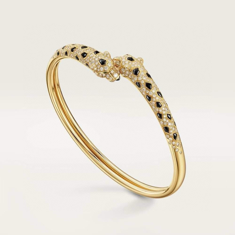 Cartier-Style Panther Head Pavé Bracelet