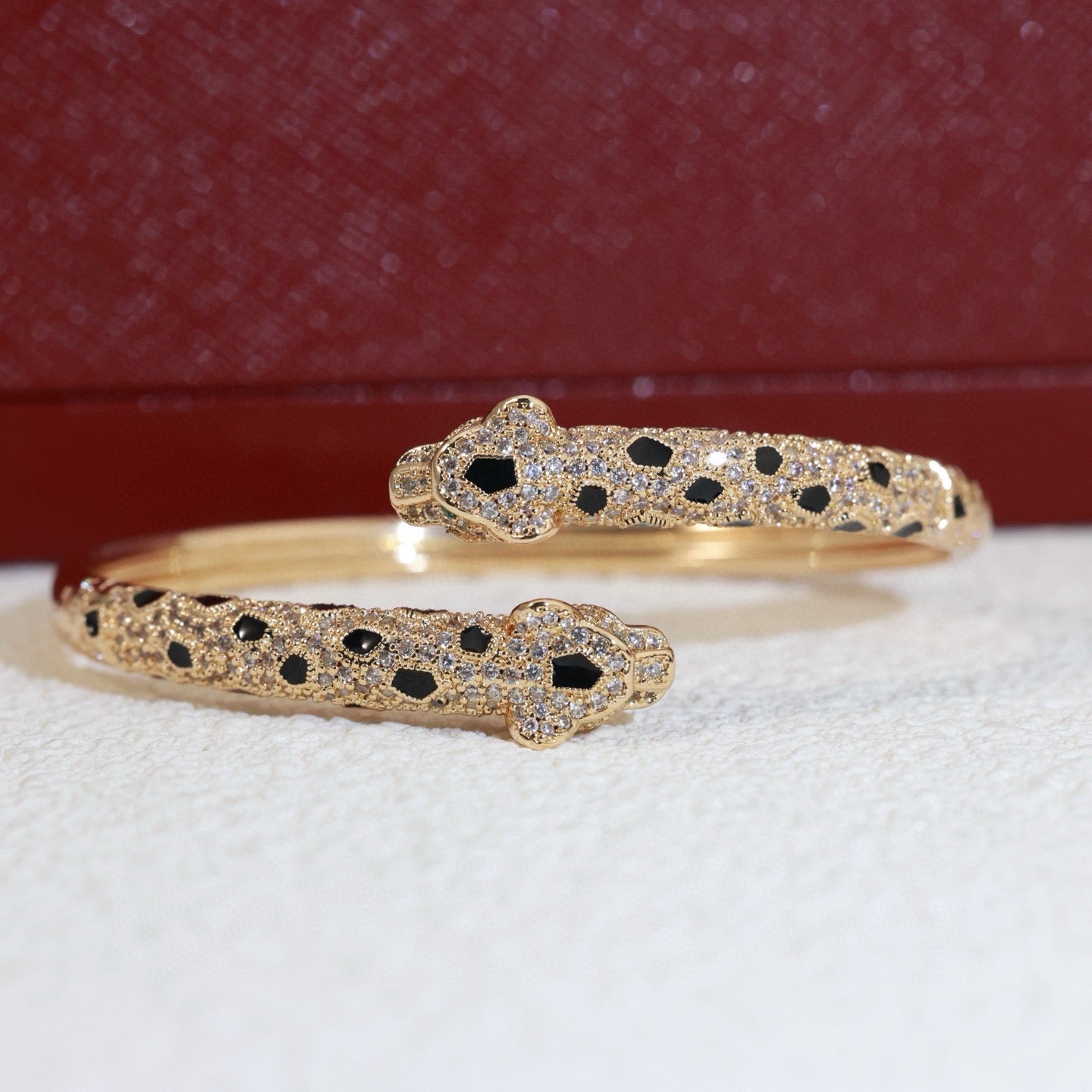 Cartier-Style Panther Head Pavé Bracelet