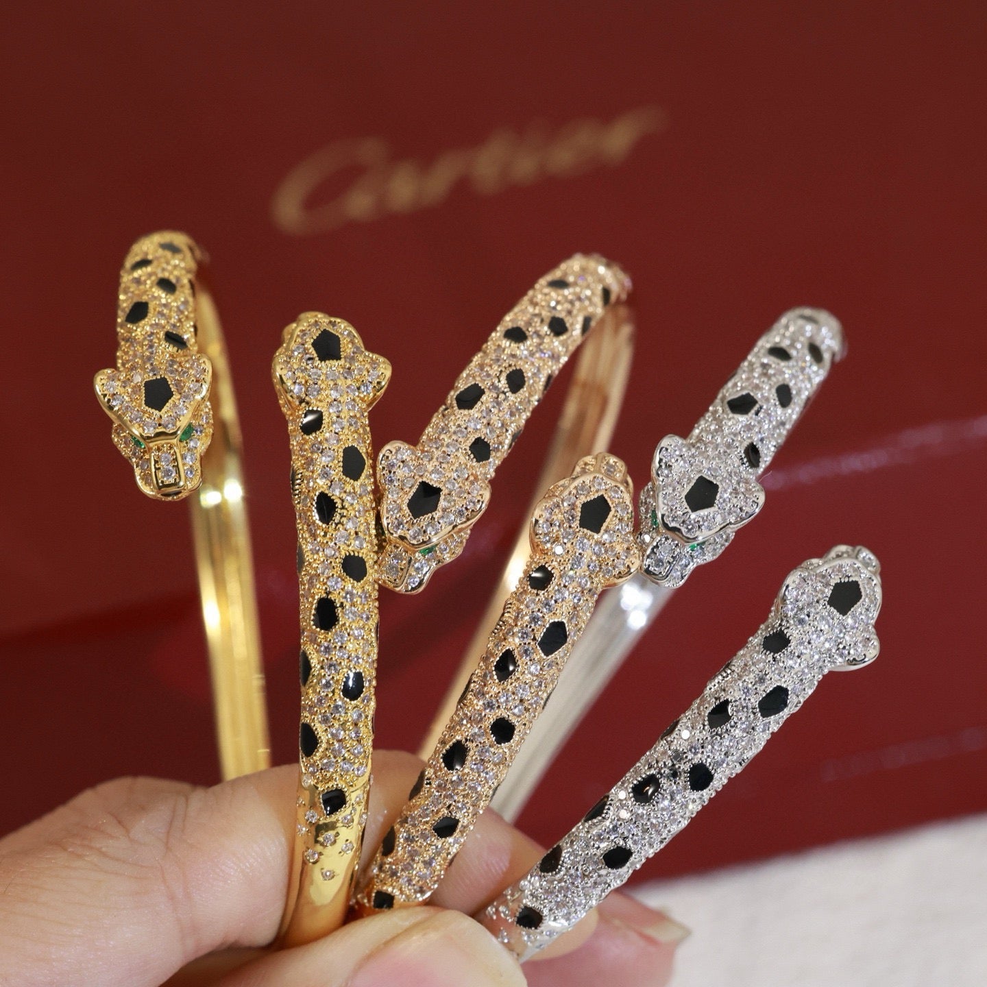 Cartier-Style Panther Head Pavé Bracelet