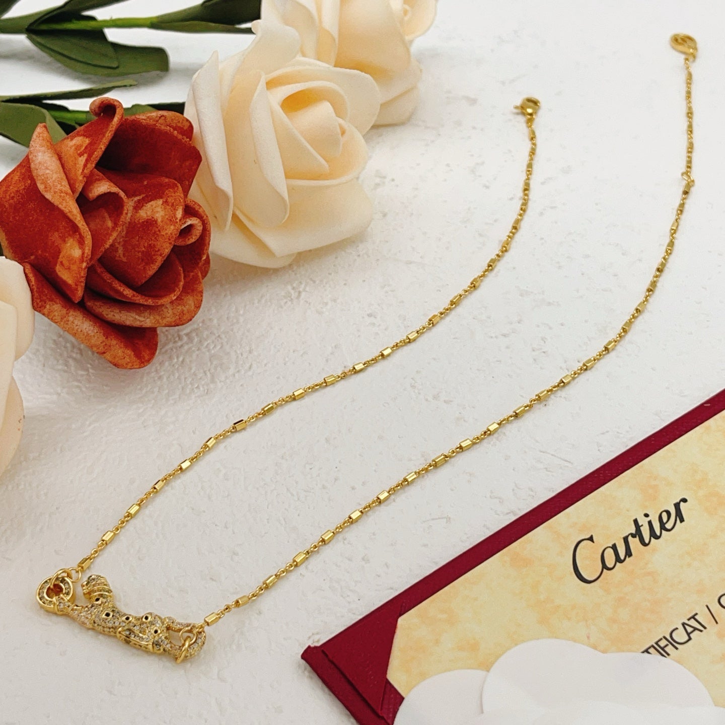 Cartier Gold Full-Diamond Panther Necklace