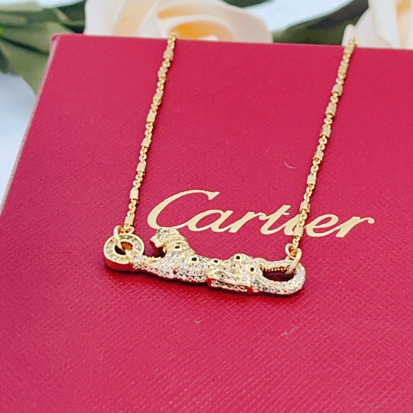 Cartier Gold Full-Diamond Panther Necklace