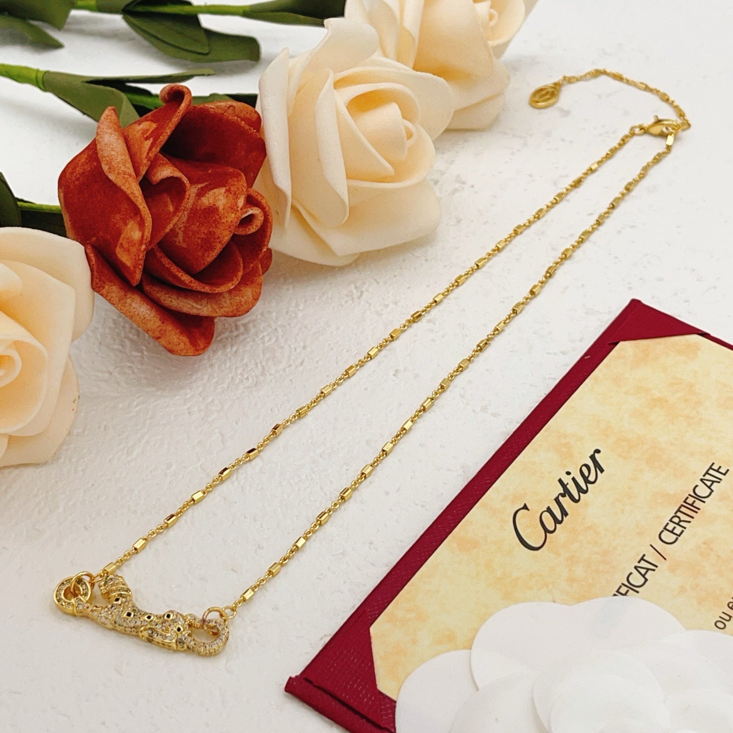 Cartier Gold Full-Diamond Panther Necklace