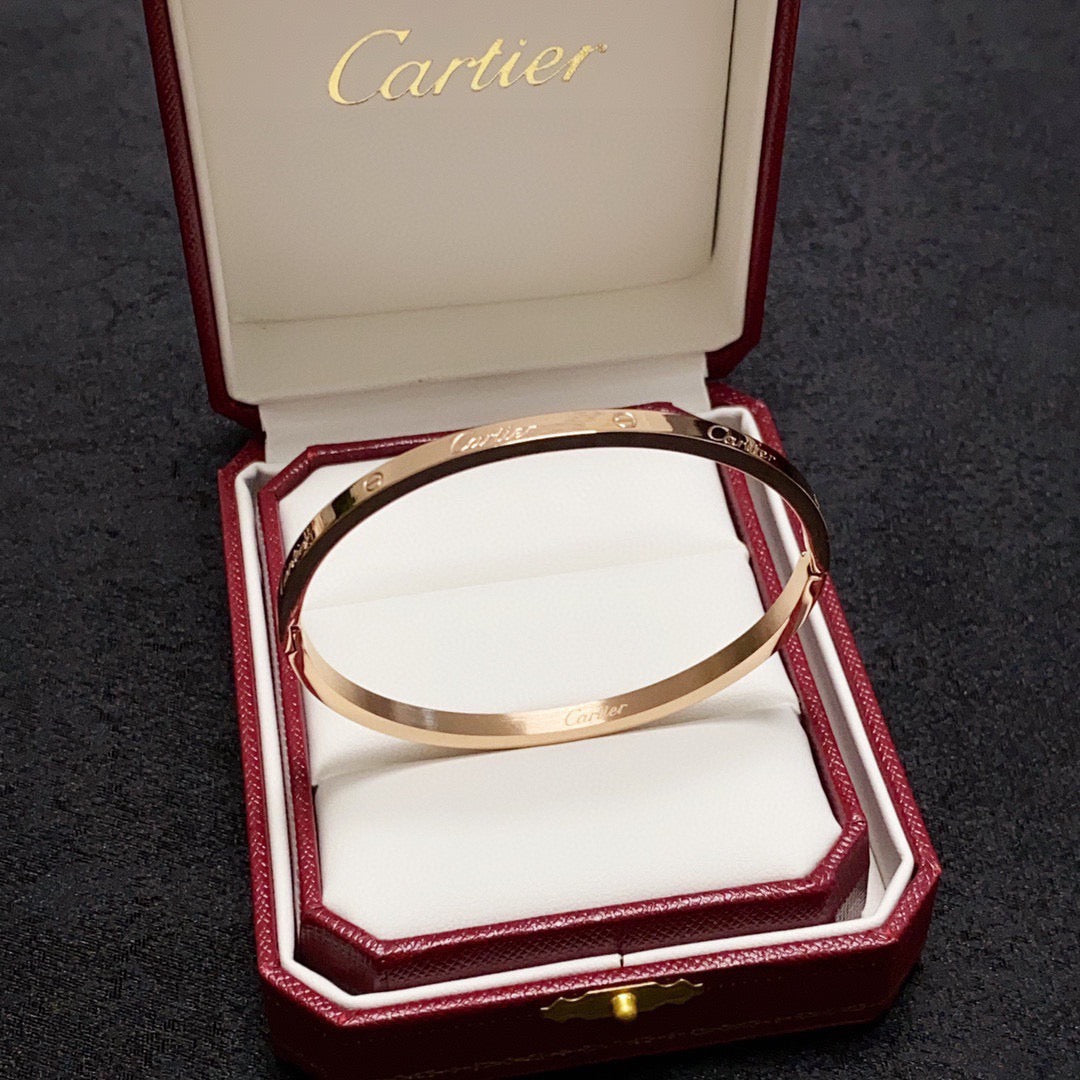 18K Gold-Plated Cartier Narrow Bracelet