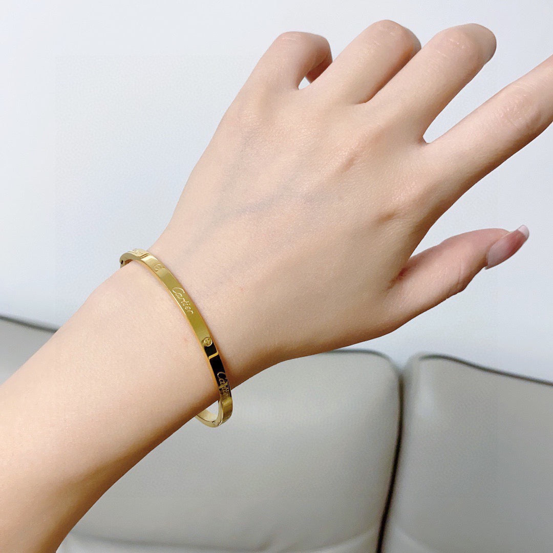 18K Gold-Plated Cartier Narrow Bracelet