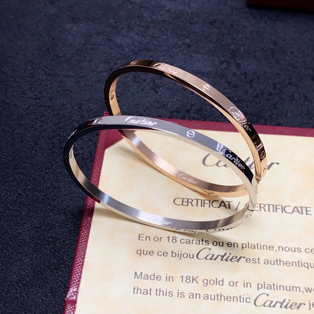 18K Gold-Plated Cartier Narrow Bracelet
