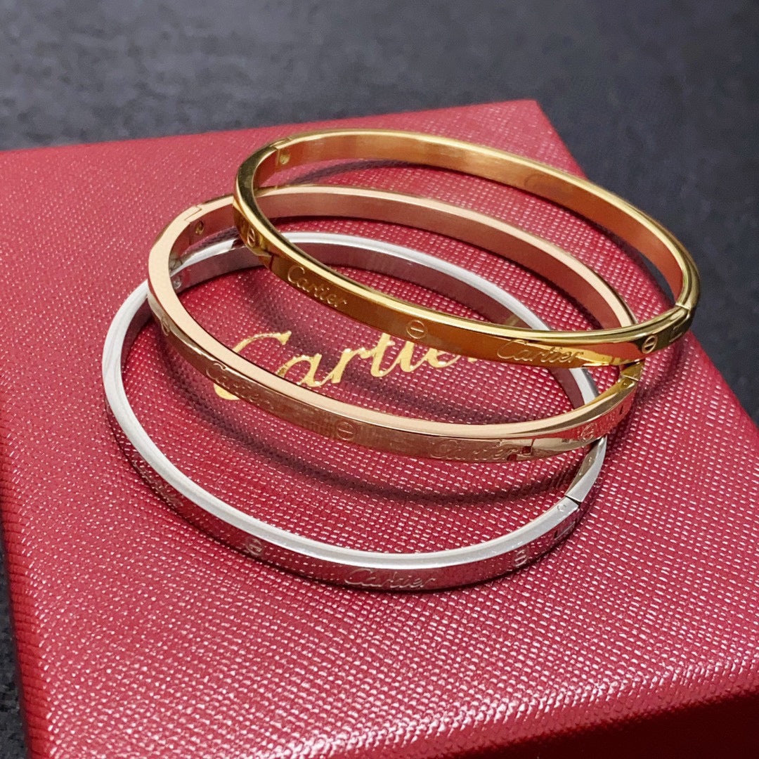 18K Gold-Plated Cartier Narrow Bracelet