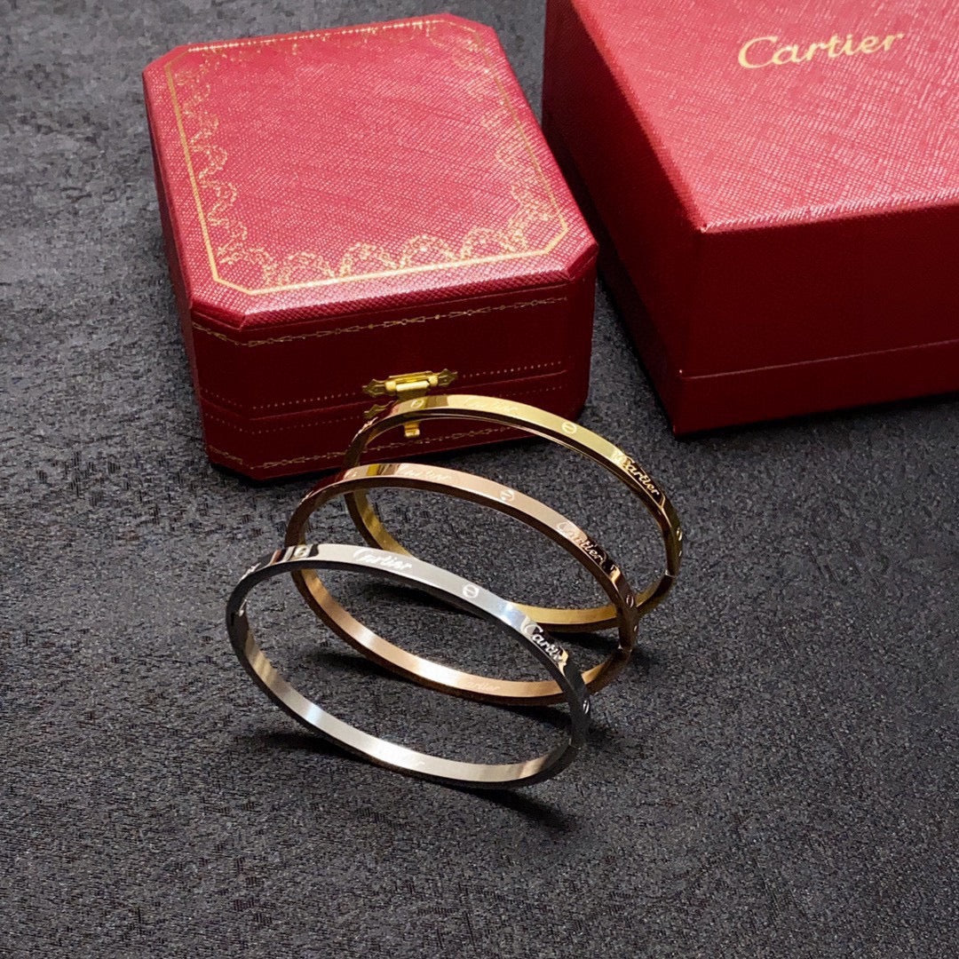 18K Gold-Plated Cartier Narrow Bracelet
