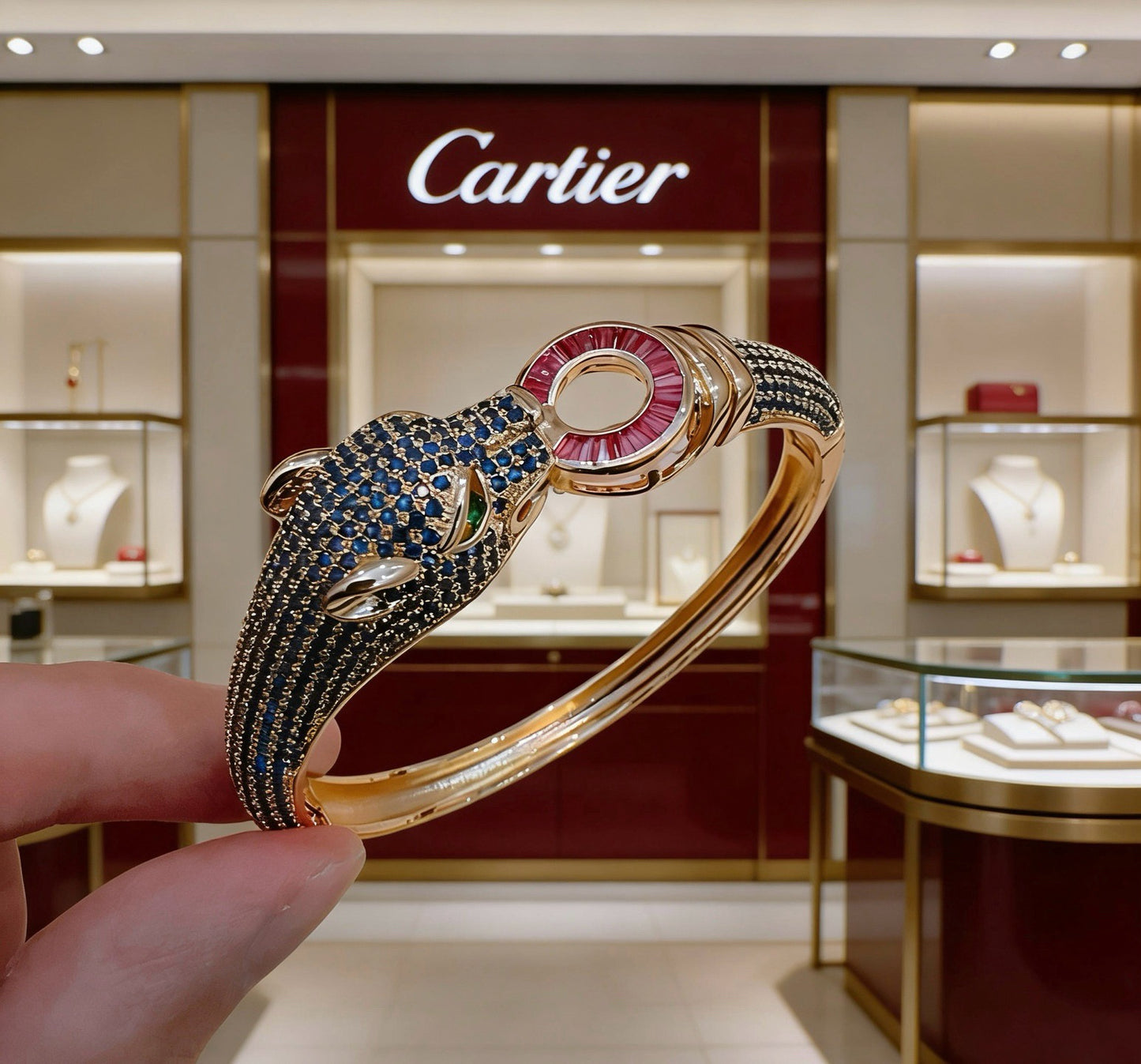 Cartier Panther-Head Full-Diamond Bracelet