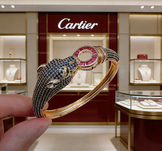 Cartier Panther-Head Full-Diamond Bracelet