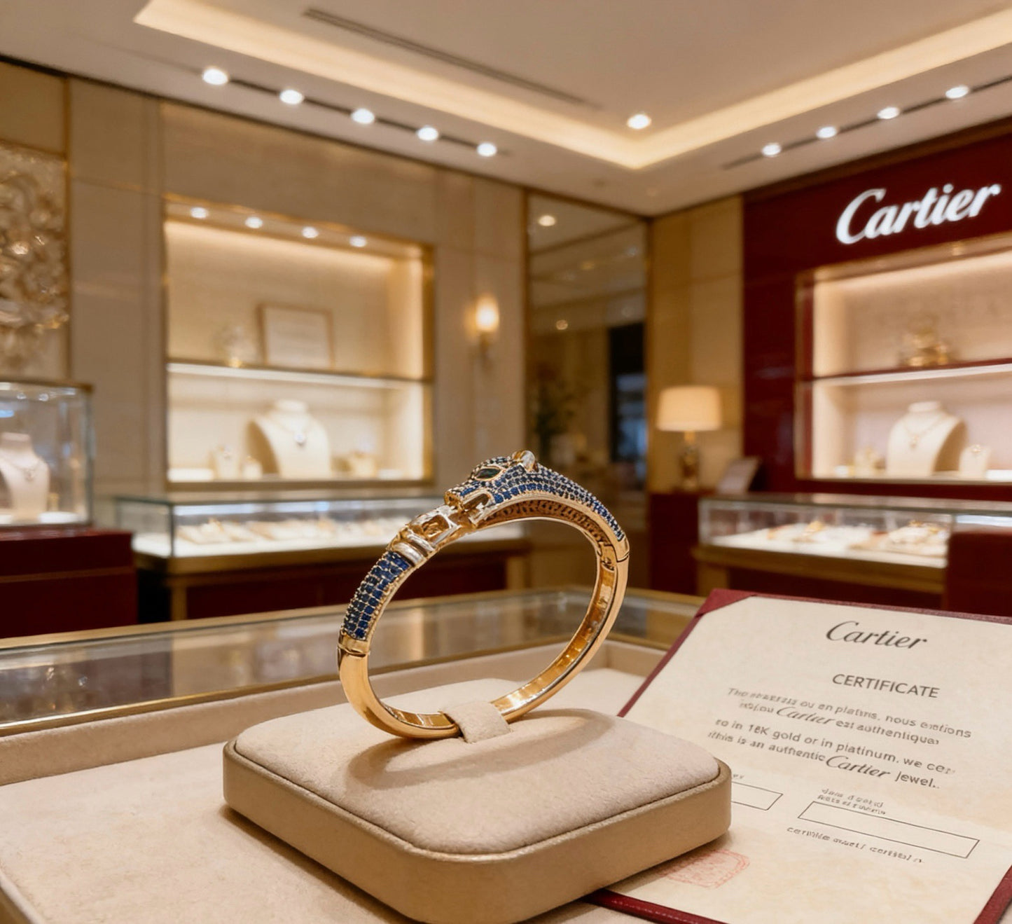 Cartier Panther-Head Full-Diamond Bracelet
