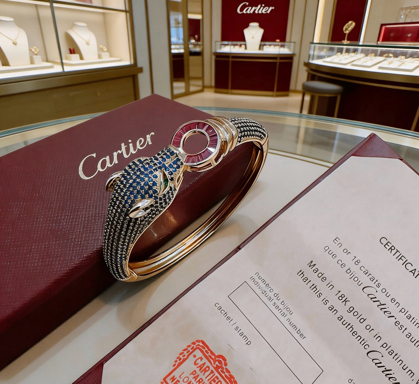 Cartier Panther-Head Full-Diamond Bracelet