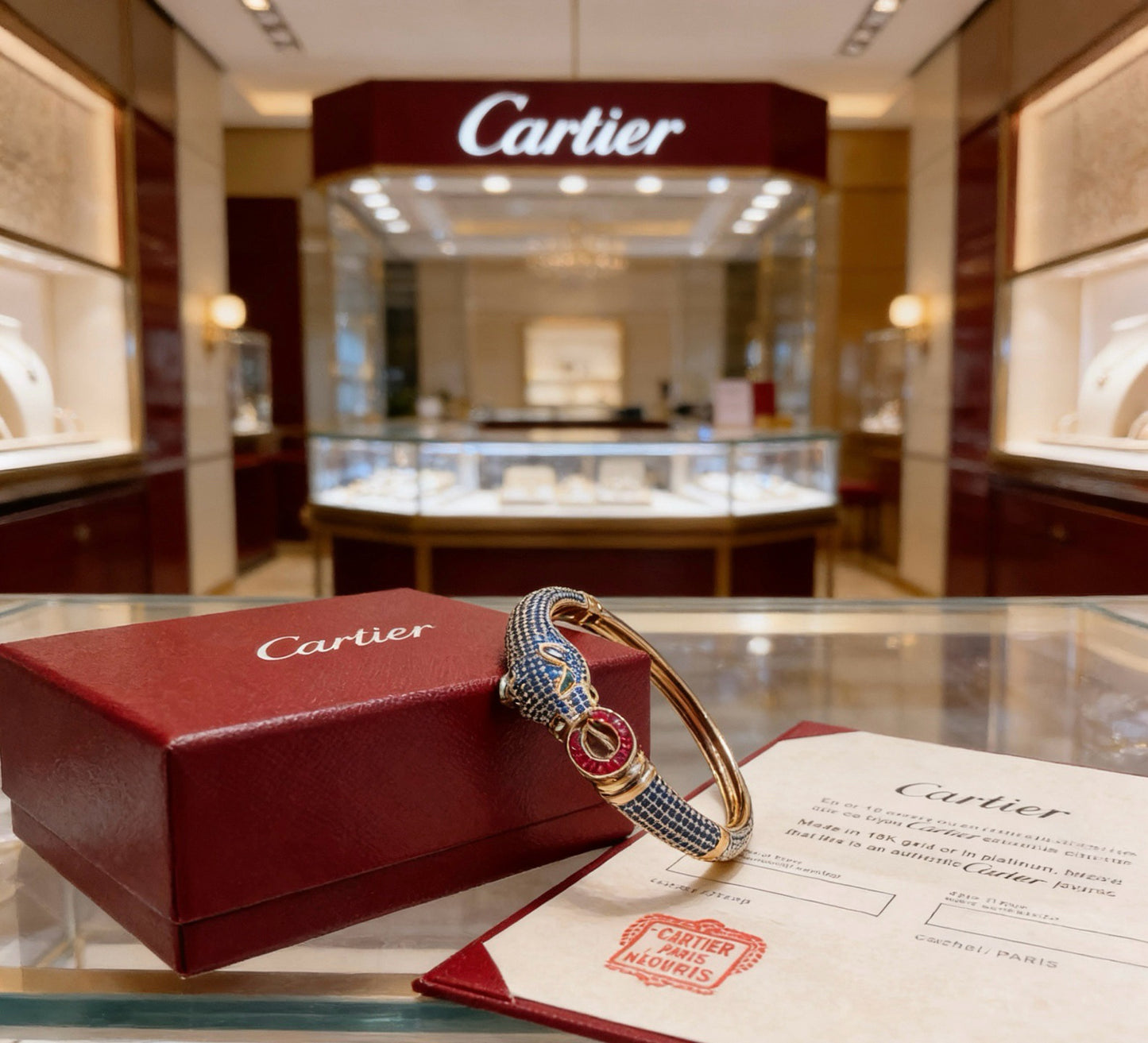 Cartier Panther-Head Full-Diamond Bracelet