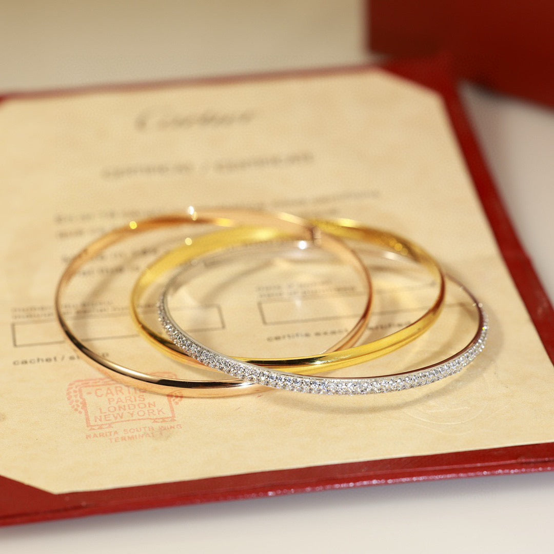 Cartier 18K Tri-Color Three-Band Bracelet