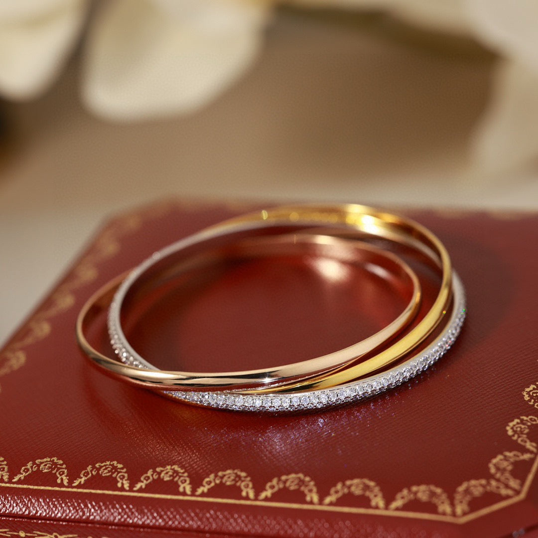 Cartier 18K Tri-Color Three-Band Bracelet