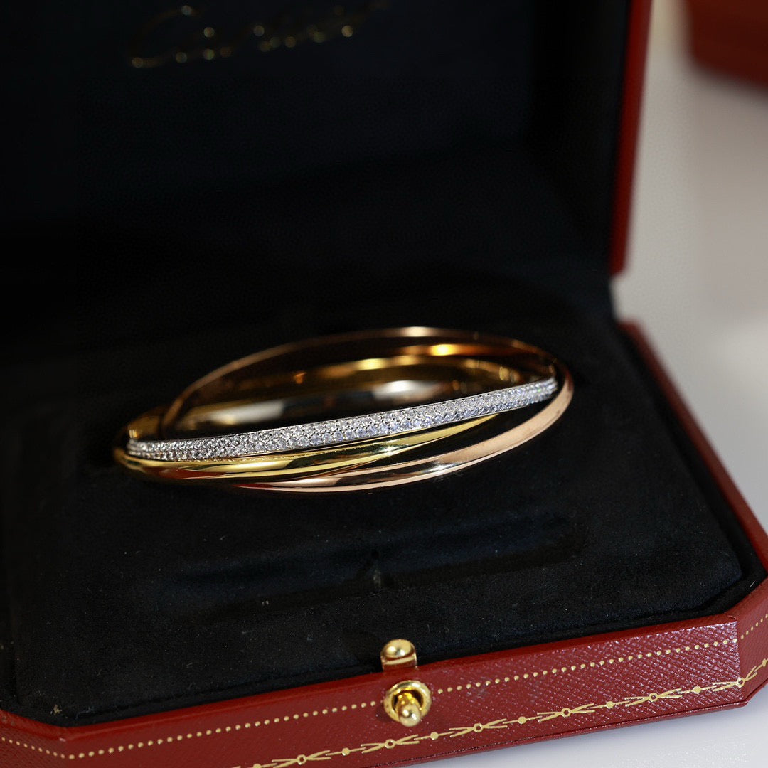 Cartier 18K Tri-Color Three-Band Bracelet