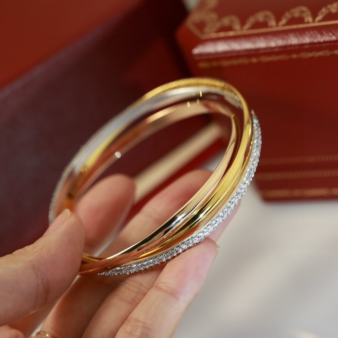 Cartier 18K Tri-Color Three-Band Bracelet