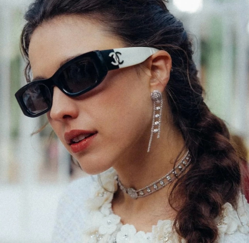 Chanel Crystal 925 Silver Earrings