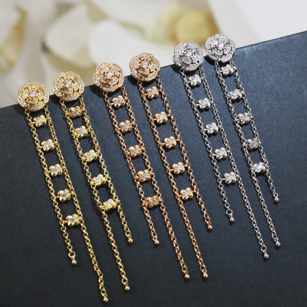 Chanel Crystal 925 Silver Earrings