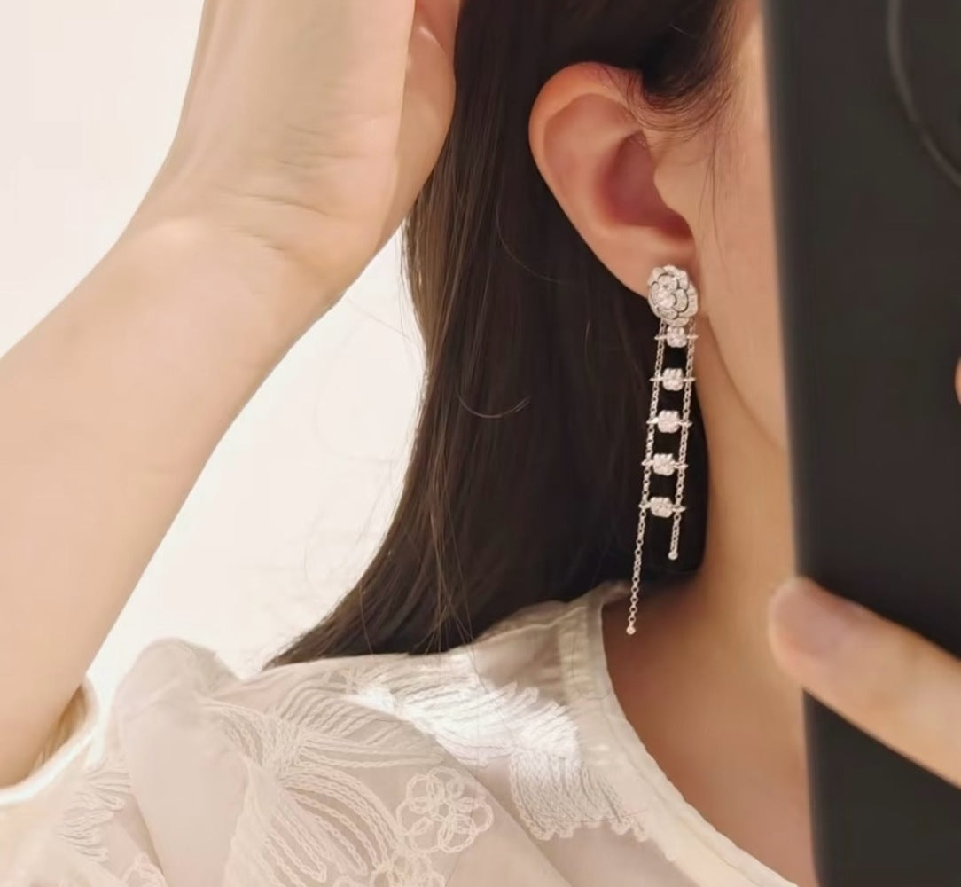 Chanel Crystal 925 Silver Earrings