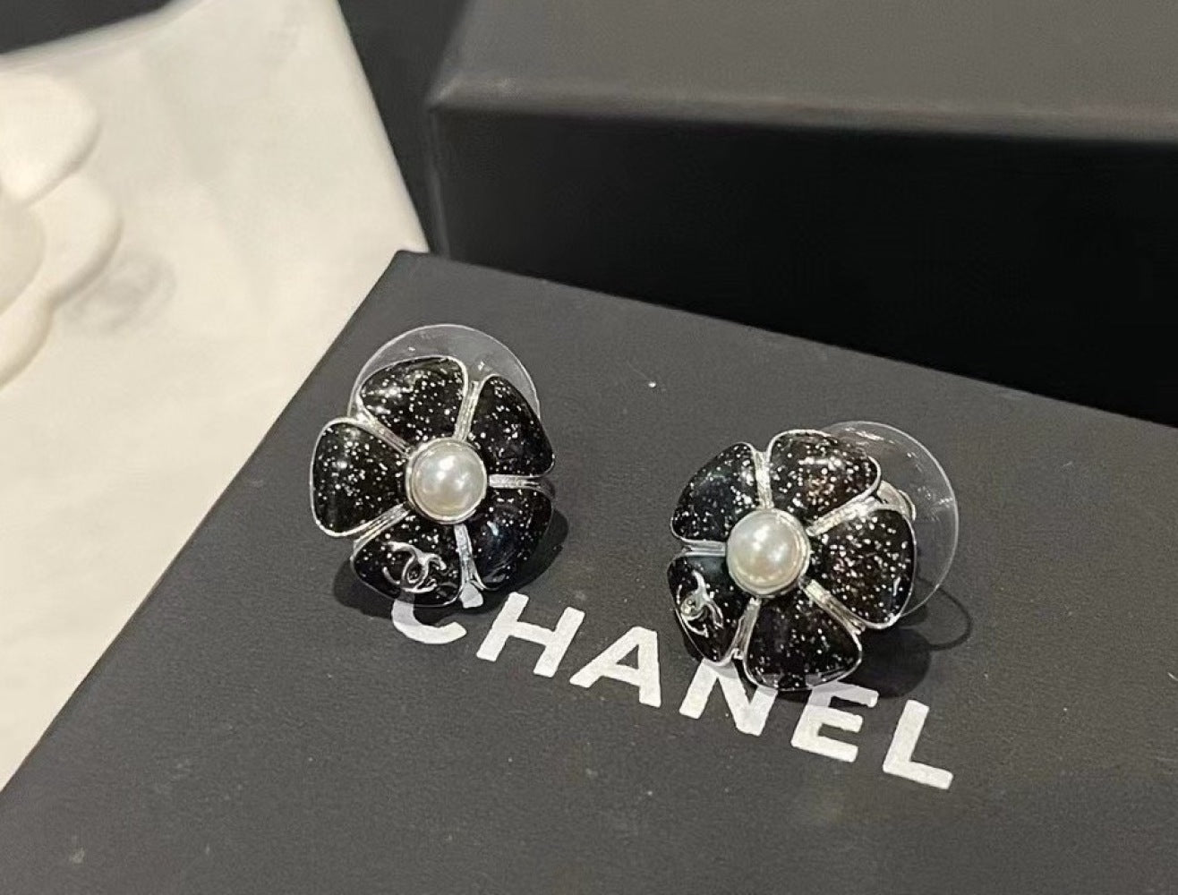 Chanel Brass Camellia Earrings