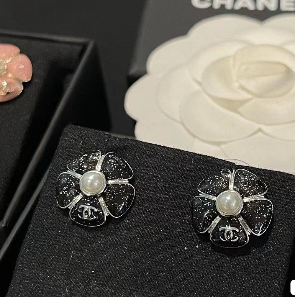 Chanel Brass Camellia Earrings